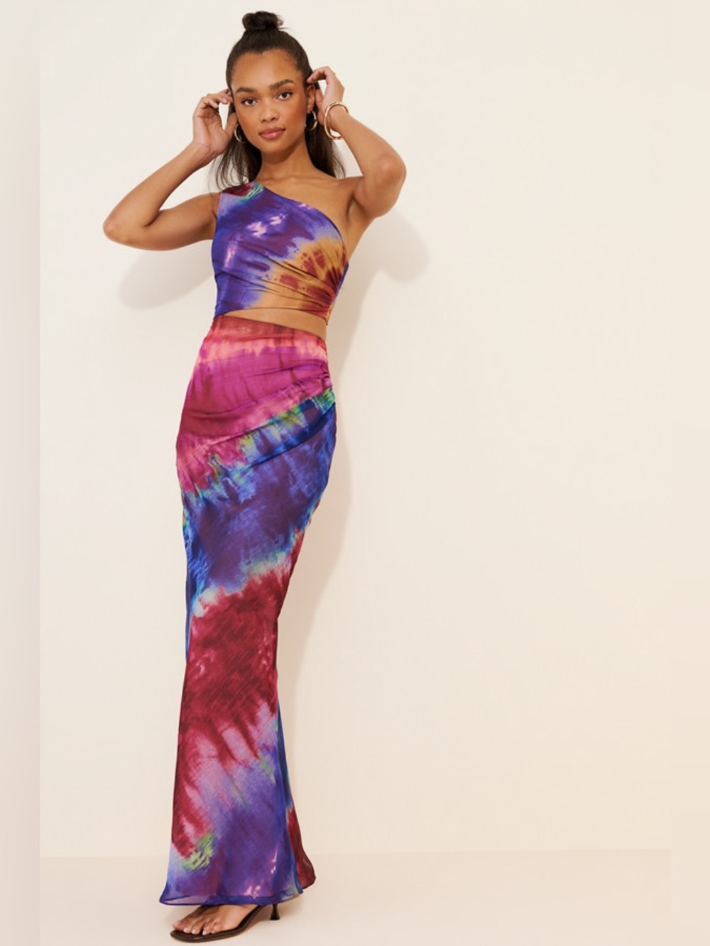 Dress the Population Nylah Tie Dye One Shoulder Dress